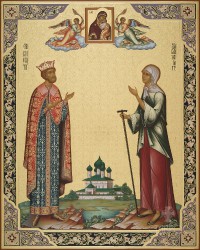 Константин равноапостольный Ксения Петербургская (семейная), 40х50, 2017 г.