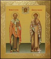 Николай Мирликийский и Спиридон Тримифунтский, 27х31, 2015 г.
