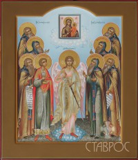 Ангел Хранитель с избранными святыми (семейная икона), 27х31, 2013 г.