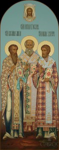 Местный ряд, Василий Великий, Григорий Богослов, Иоанн Златоуст, 62х156, 2017 г.