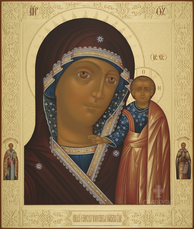 Рукописная икона Божией Матери Казанская Чимеевская