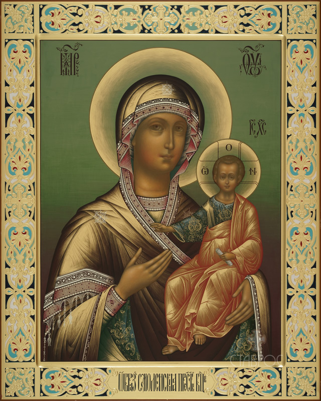 Рукописная икона Божией Матери Смоленская