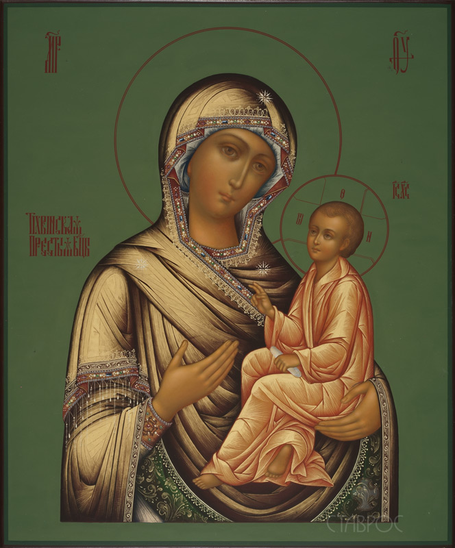Рукописная икона Божией Матери Тихвинская