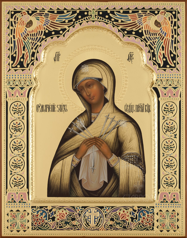 Рукописная икона Божией Матери Умягчение злых сердец