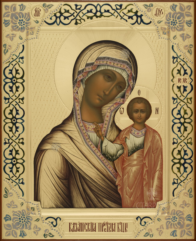 Рукописная икона Божией Матери "Казанская"