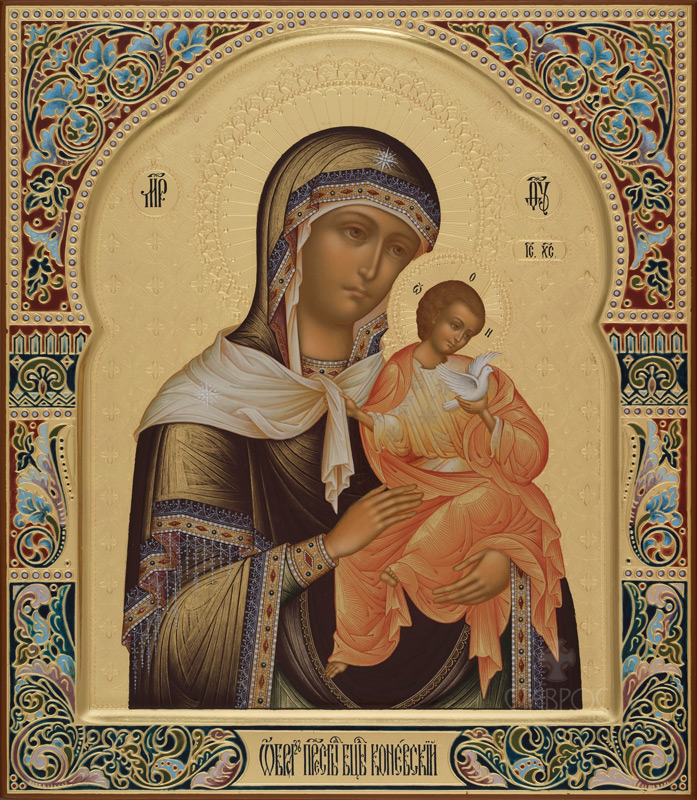 Рукописная икона Божией Матери Коневская
