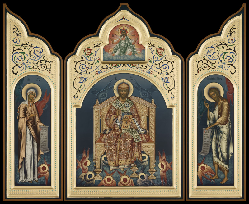 Рукописная икона Деисус