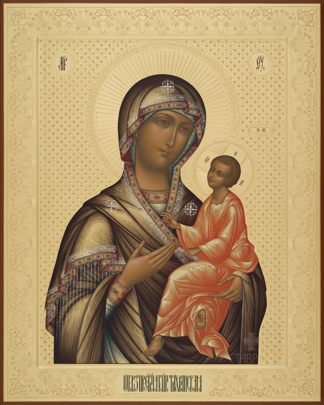 Рукописная икона Божией Матери Тихвинская