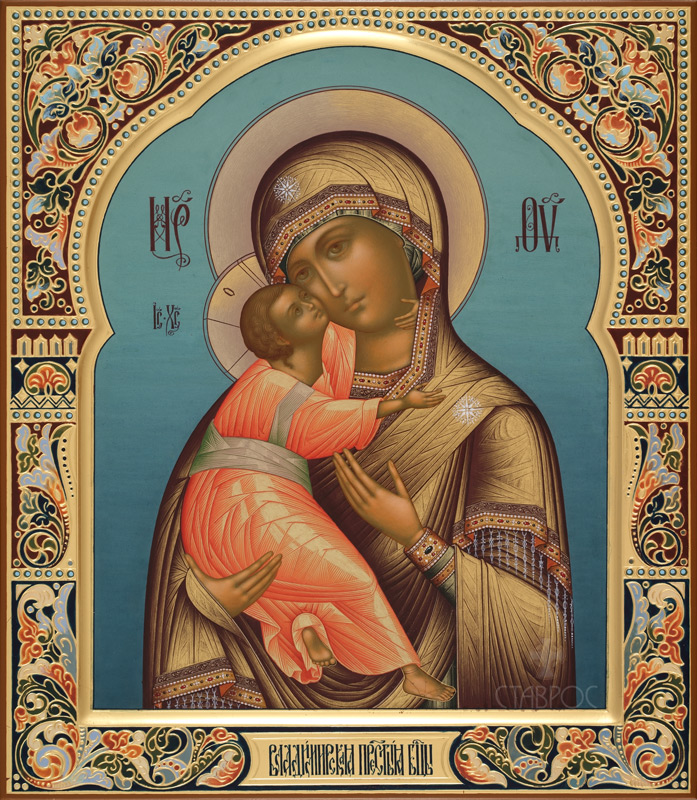 Рукописная икона Божией Матери Владимирская