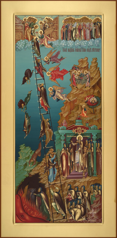 Рукописная икона Лествица