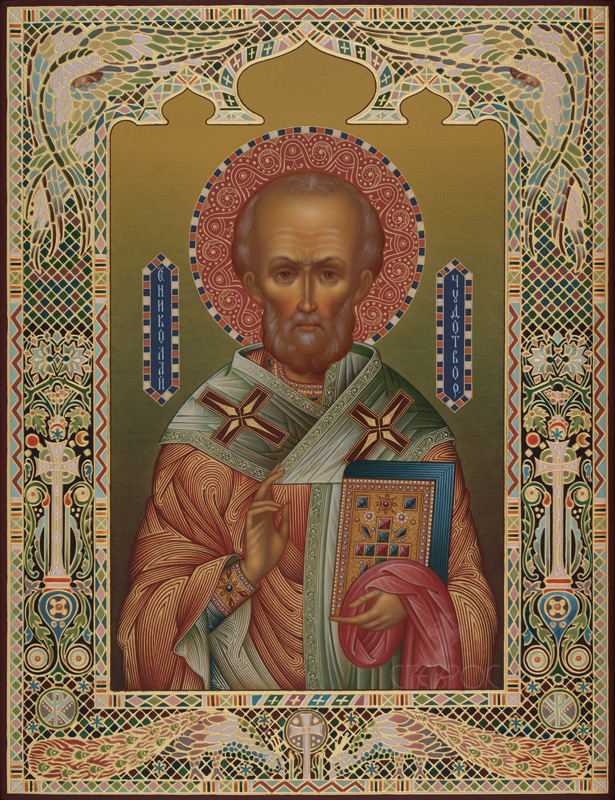 Рукописная икона Николай Чудотворец