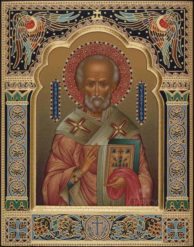 Рукописная икона Николай Мирликийский 
