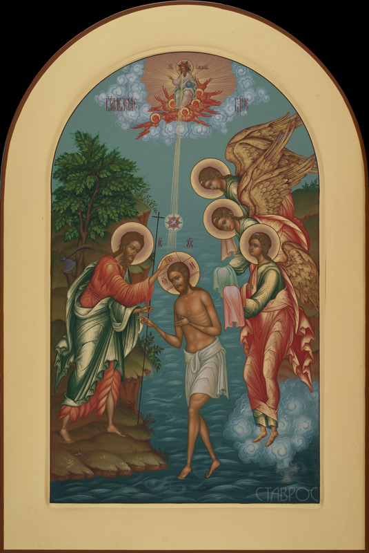 Рукописная икона Богоявление