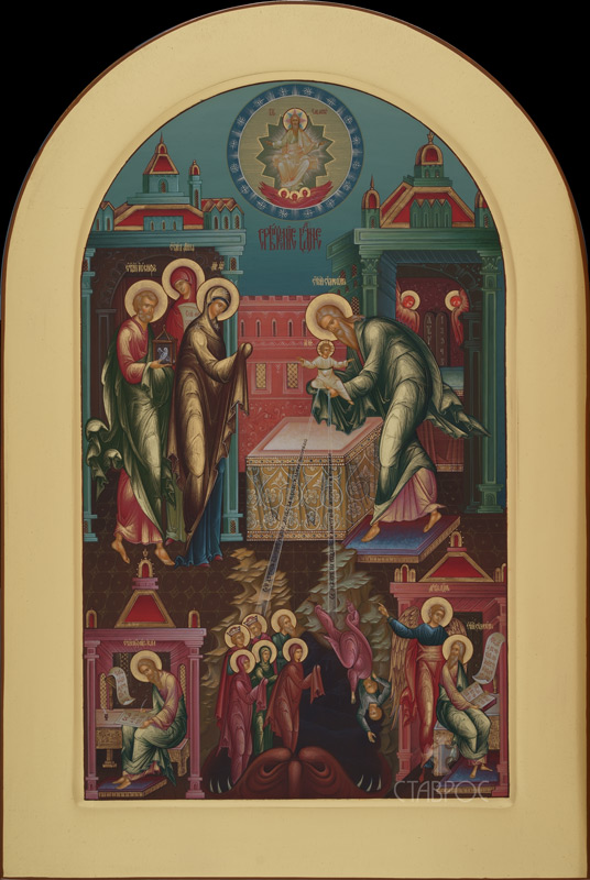 Рукописная икона Сретение Господне