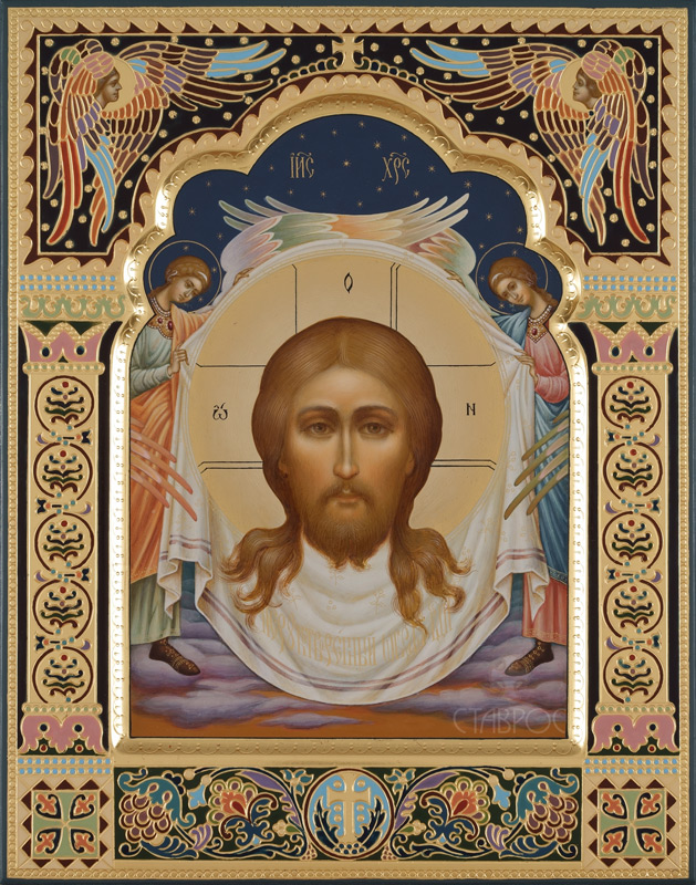 Рукописная икона Спас Нерукотворный