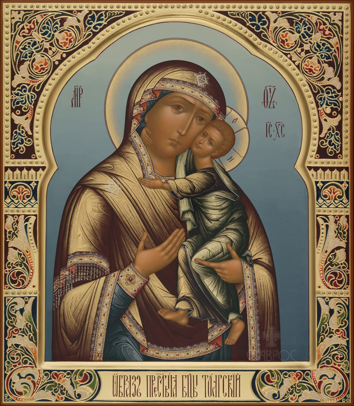 Рукописная икона Божией Матери "Толгская"