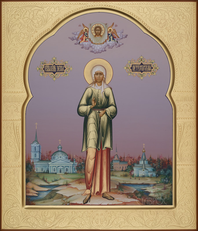 Рукописная икона Святая блаженная Ксения Петербуржская