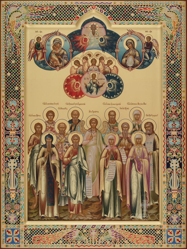 Рукописная икона Избранные святые