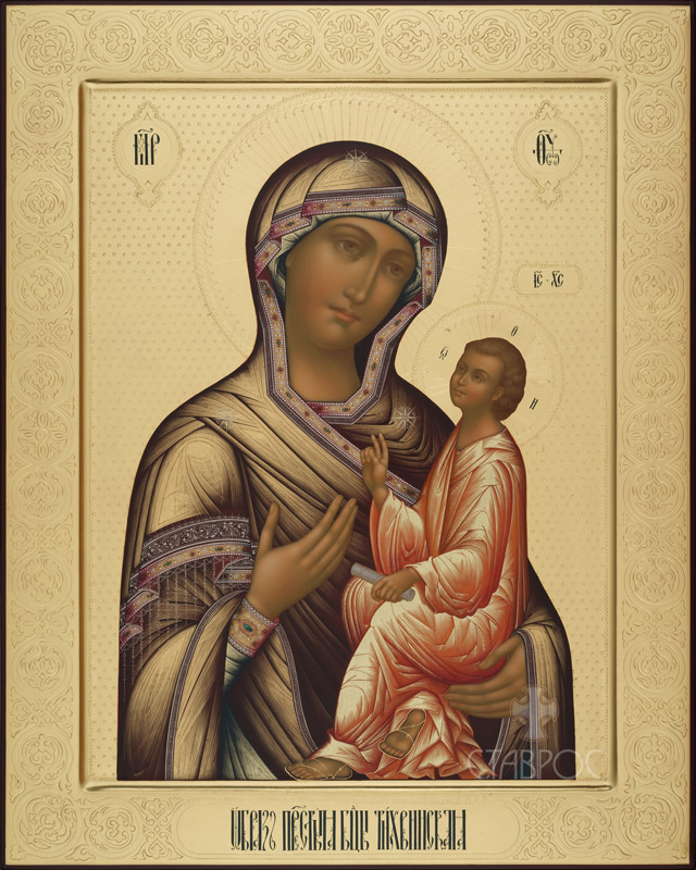 Рукописная икона Божией Матери Тихвинская